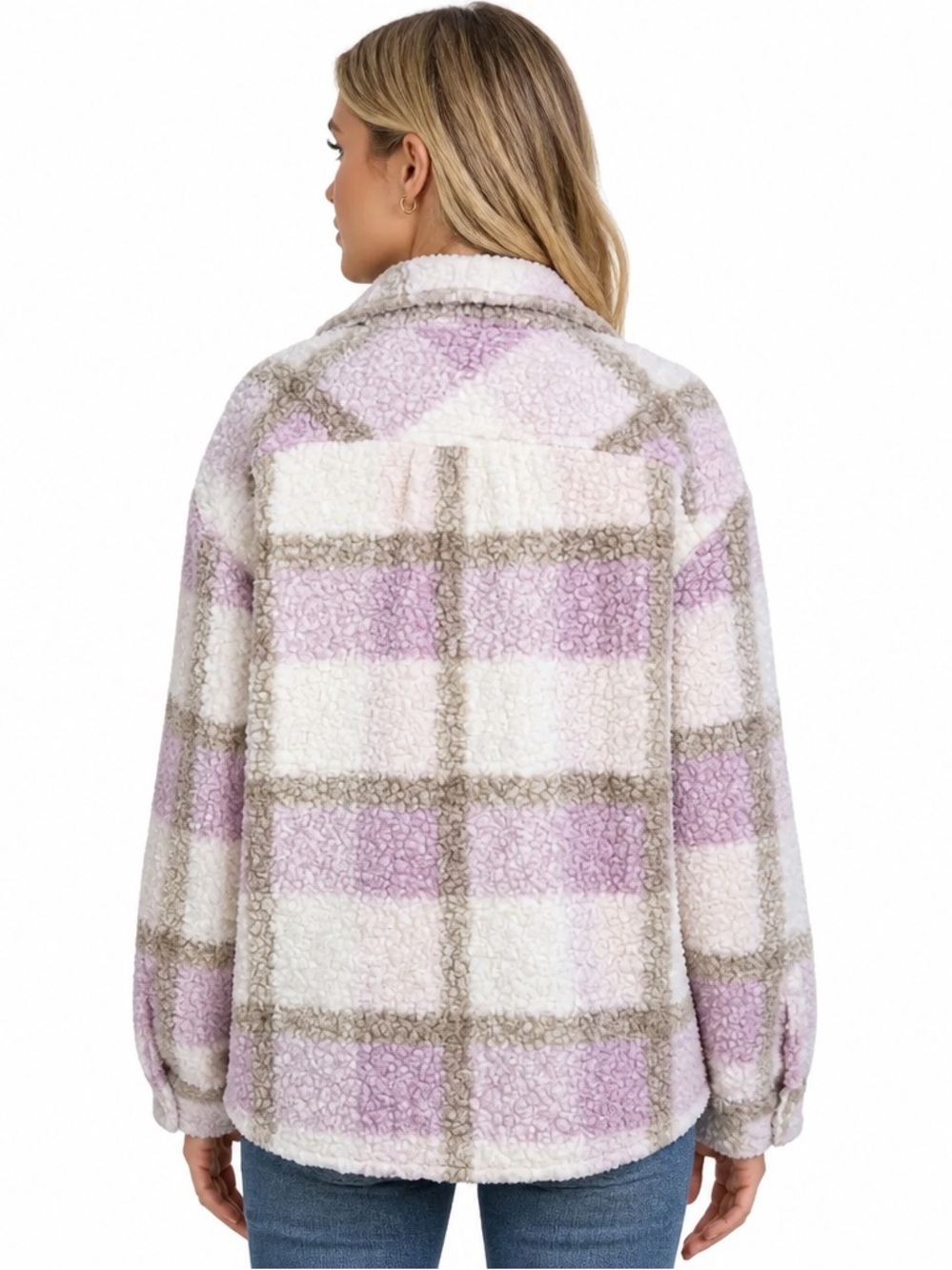 Mable Women's Sherpa Jacket Beige Pink & Brown Size M - Picture 3 of 14